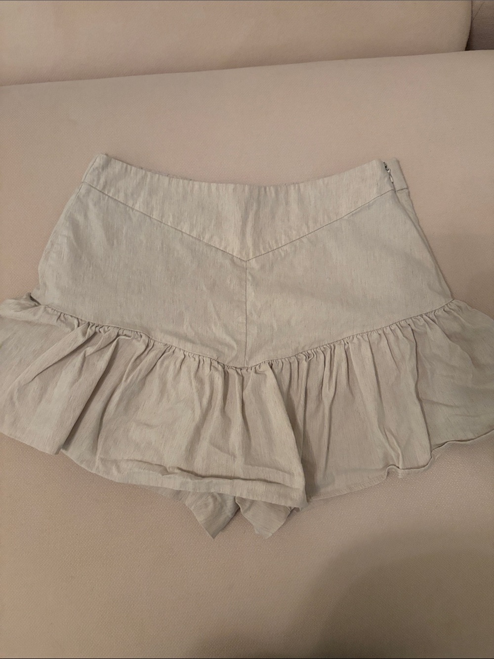 Zara Light Gray Ruffle-Hem Skort Shorts